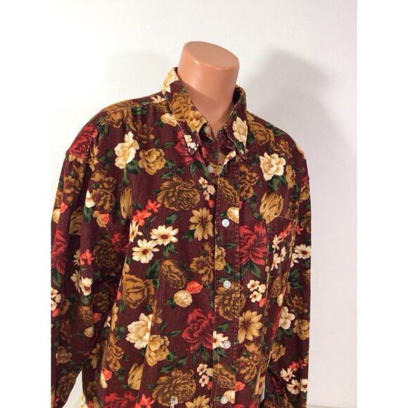 Fall Floral Corduroy Shirt Button Front Womens XL - Picture 4 of 7